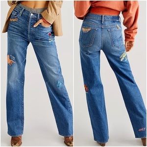 MOTHER The Rambler Sneak High Waist Straight Leg Jeans